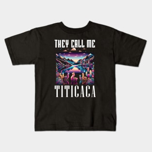 Humorous Lake Titicaca Peru Llama Artistic Neon Graphic Kids T-Shirt